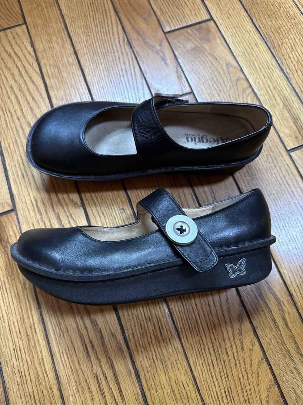 Alegria by PG Lite Paloma Black Leather Mary Jane Shoes PAL-601 SZ EU 40 US 10